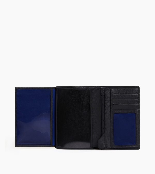 large, vertical, zipped wallet with 2 gussets in grained leather - Image 2